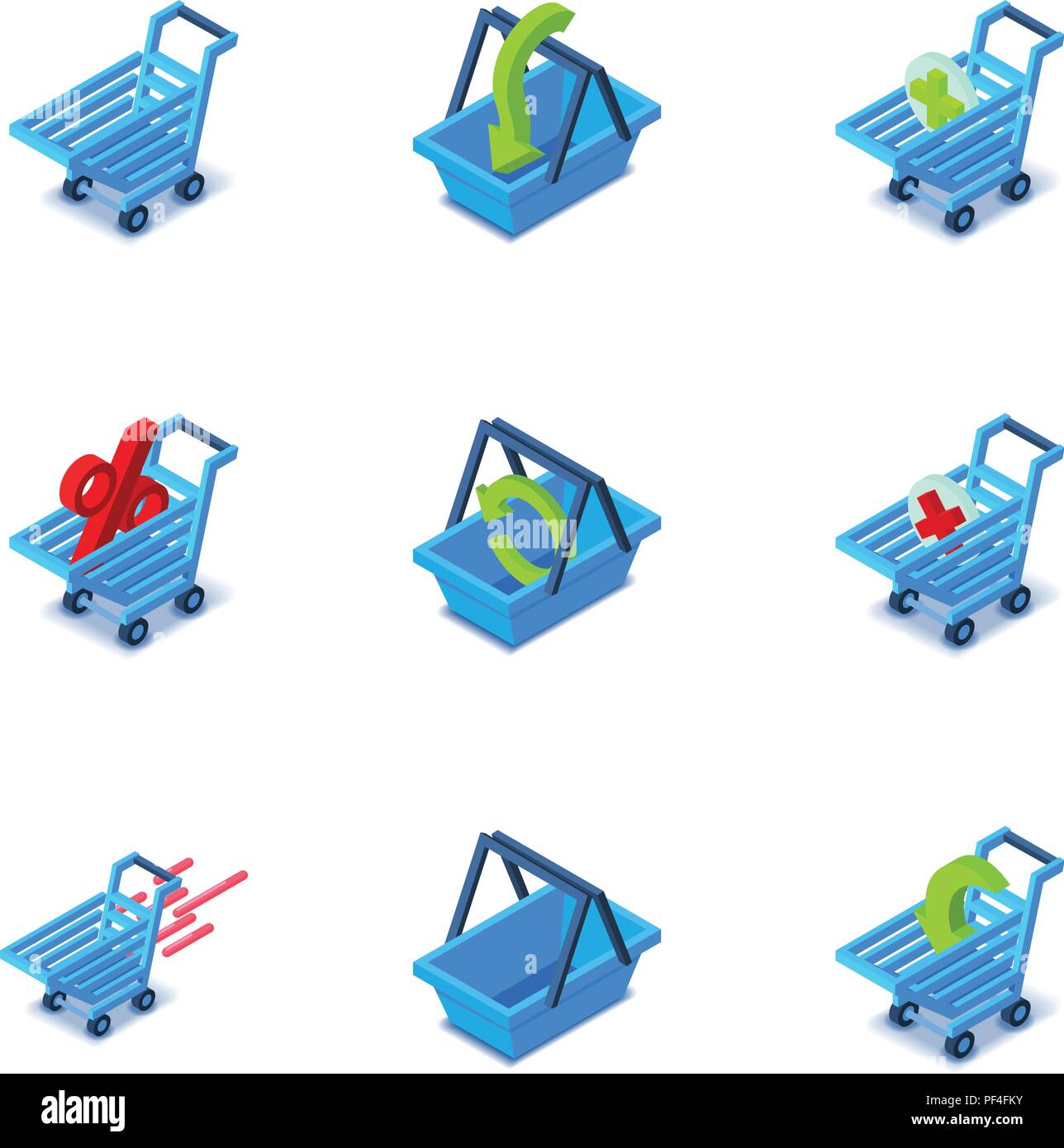 Crate icons set, isometric style Stock Vector
