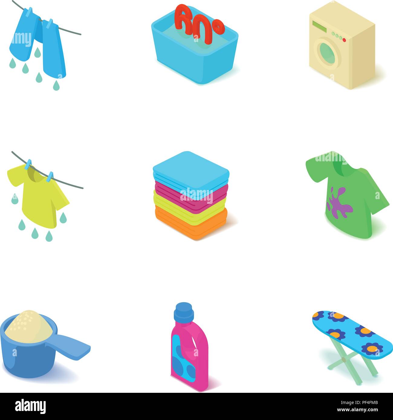 Hand wash icons set, isometric style Stock Vector
