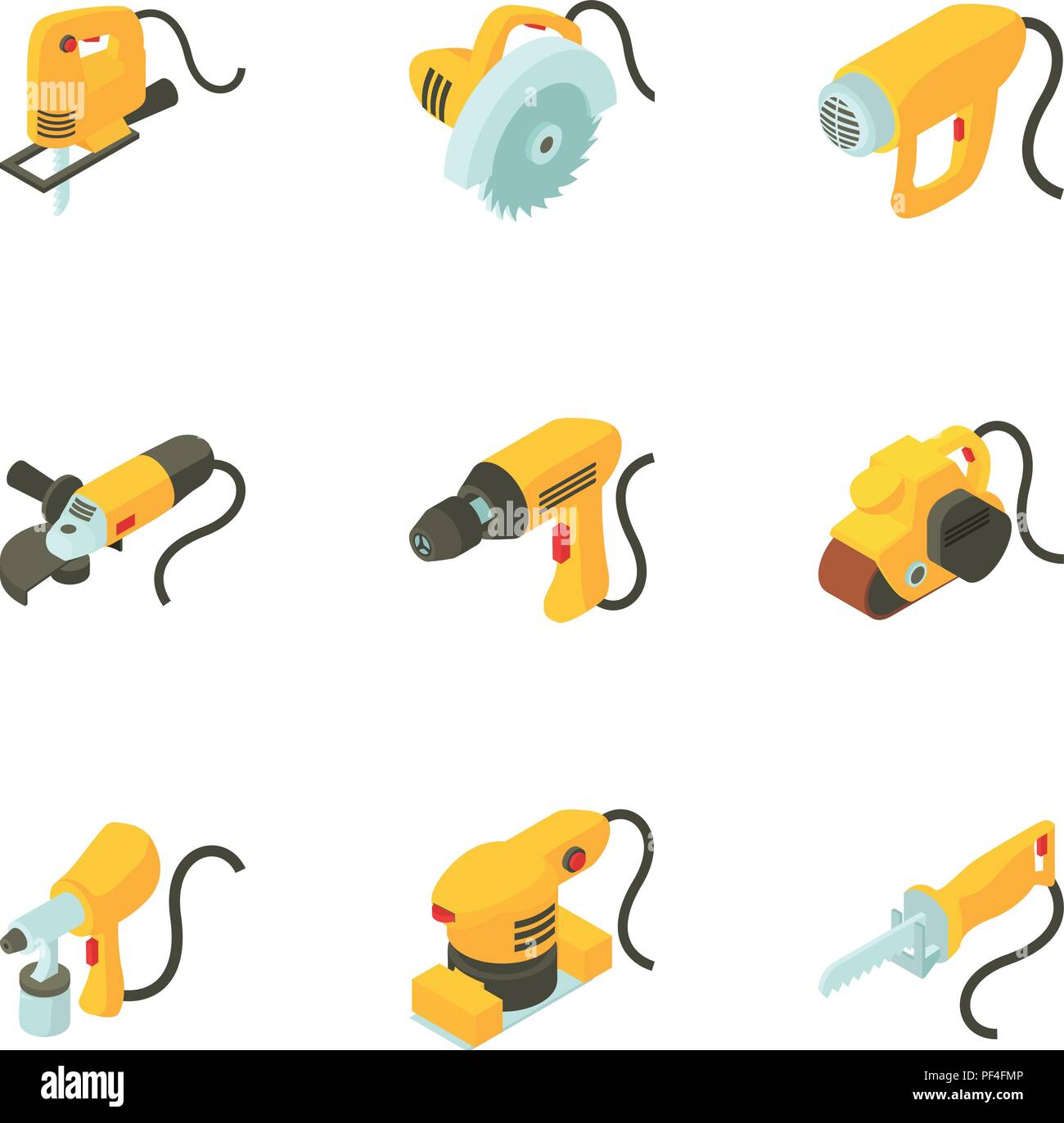 Toolkit icons set, isometric style Stock Vector