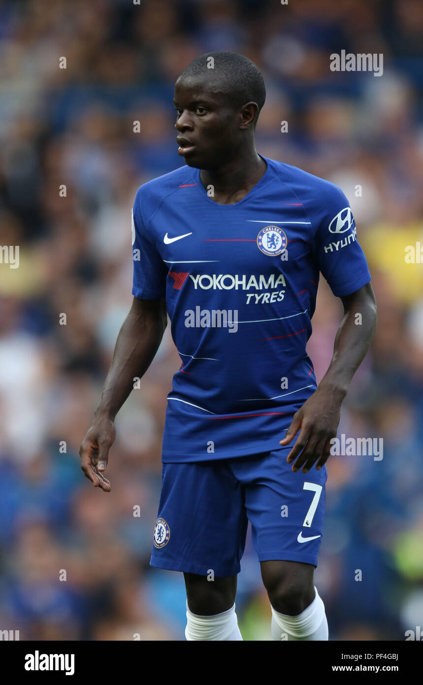 London, UK. 18th Aug, 2018. N'Golo Kante (C) at the Chelsea v Arsenal English Premier League game, at Stamford Bridge, London, on August 18, 2018. **THIS PICTURE IS FOR EDITORIAL USE ONLY** Credit: Paul Marriott/Alamy Live News Stock Photo