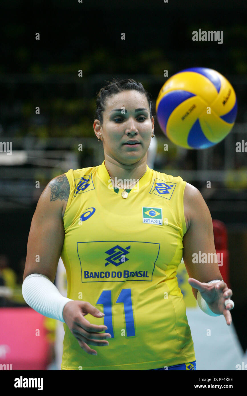 Rio De Janeiro, Brazil. 18th Aug, 2018. Tandara player in the game between  Brazil and the USA. Friendly game of the Brazilian Women's Vollllball  Team, at the Maracanãzinho Gymnasium, Rio de Janeiro