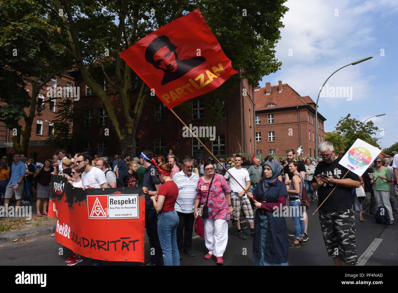 Berlin, Germany. 18th Aug, 2018. Counter-protests take place in Berlin as Neo-Nazis mark the 31st anniversary of the death of Hitler's former deputy Rudolf Hess. Credit: Sean Smuda/ZUMA Wire/ZUMAPRESS.com/Alamy Live News Stock Photo