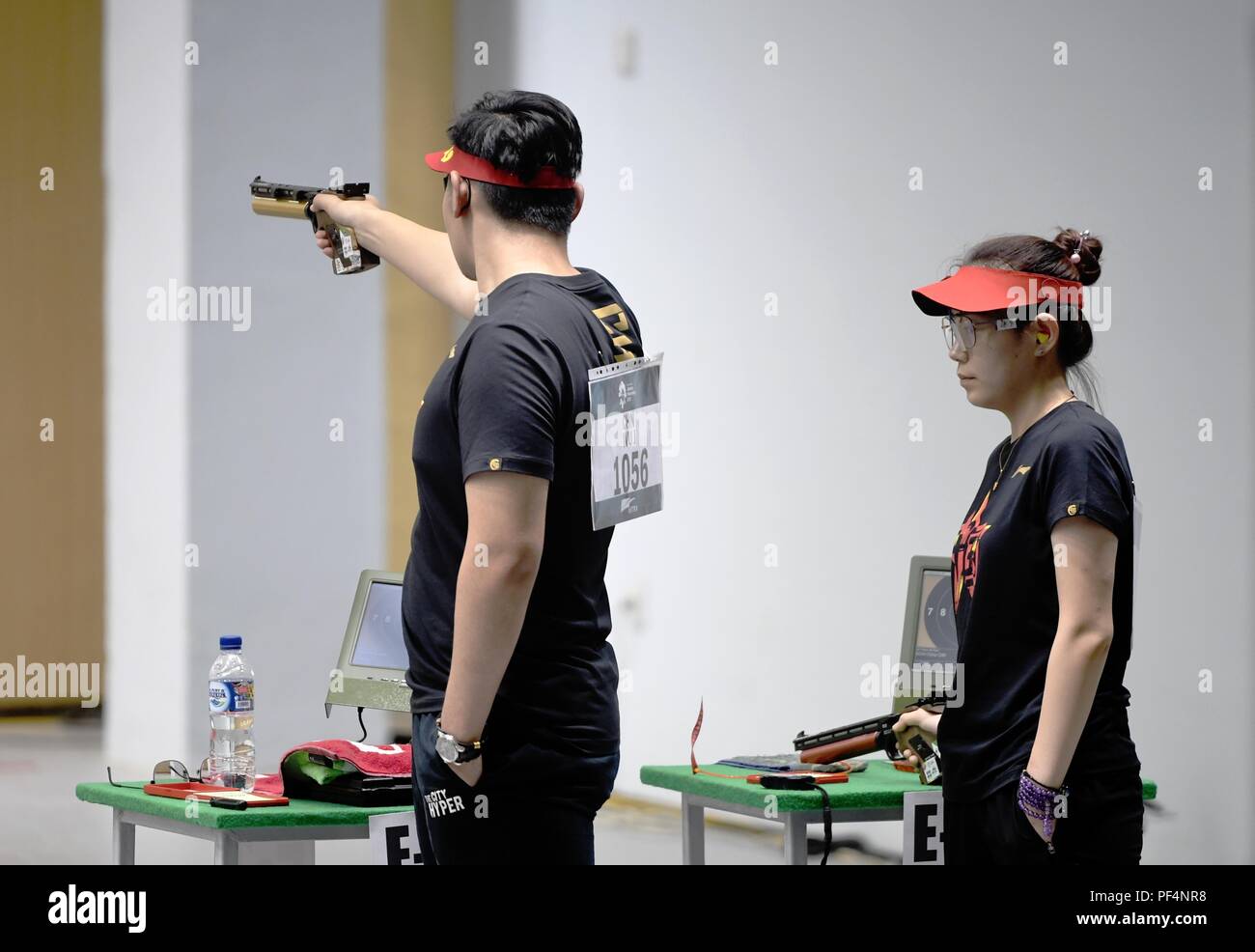 Palembang. 19th Aug, 2018. Wu Jiayu (L)/Ji Xiaojing of China compete ...