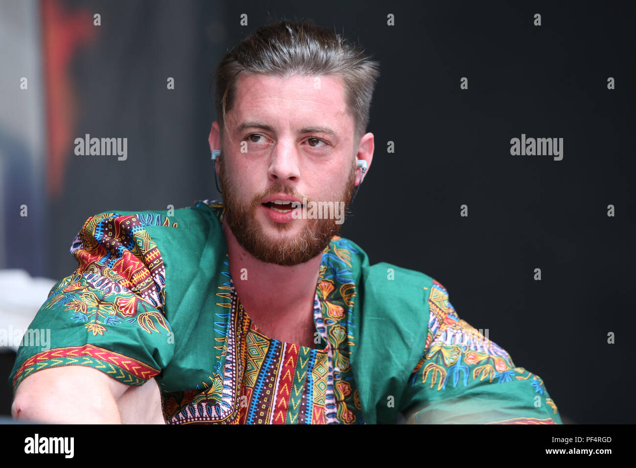 Aschaffenburg, Germany. 18th Aug, 2018. German rapper Bausa performs on ...