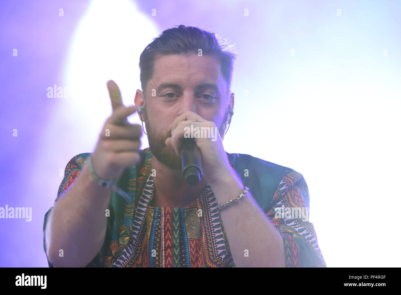 Aschaffenburg, Germany. 18th Aug, 2018. German rapper Bausa performs on ...