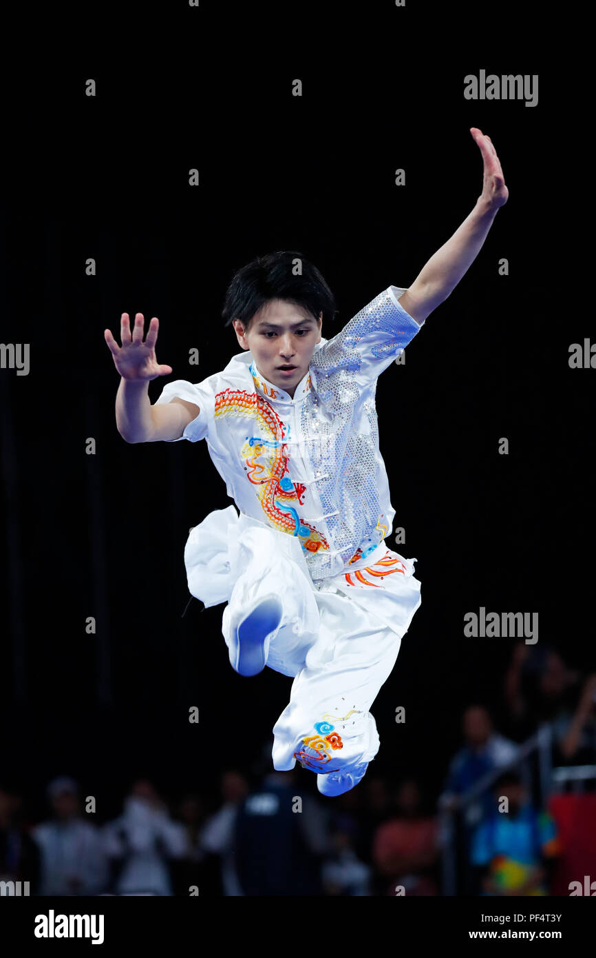 Jakarta, Indonesia. 19th Aug, 2018. Ren Sakamoto (JPN) Wushu : Mens Taolu  Changquan at JIExpo Kemayoran Hall B during the 2018 Jakarta Palembang  Asian Games in Jakarta, Indonesia . Credit: Naoki MoritaAFLO