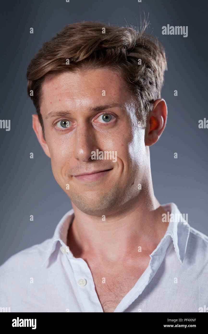 Edinburgh, UK. 19th August, 2018. Guy Stagg, journalist and writer. His book, The Crossway, is an account of Stagg's walk from Canterbury to Jerusalem. Pictured at the Edinburgh International Book Festival. Edinburgh, Scotland.  Picture by Gary Doak / Alamy Live News Stock Photo