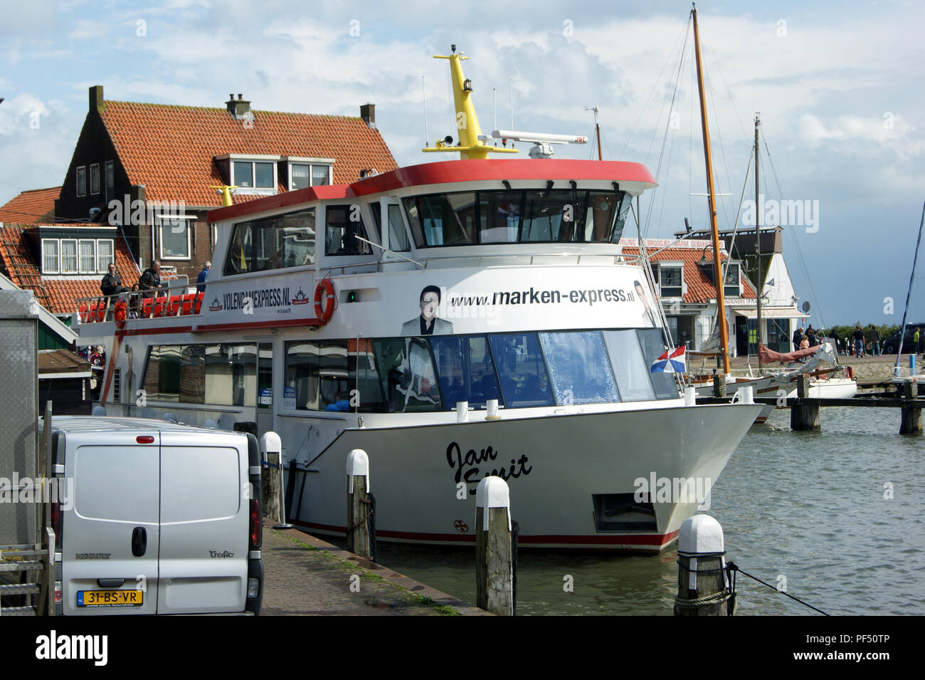 Passenger ferry Jan Smit of Marken Express berthed at Volendam, Netherlands Stock Photo