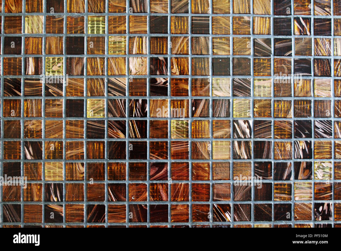 Glass mosaic tile background in yellow and brown colors Stock Photo