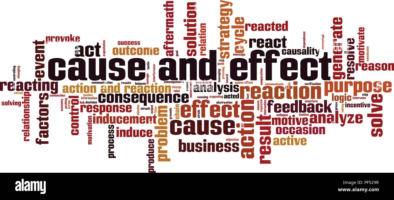 Cause and effect word cloud concept. Vector illustration Stock Vector