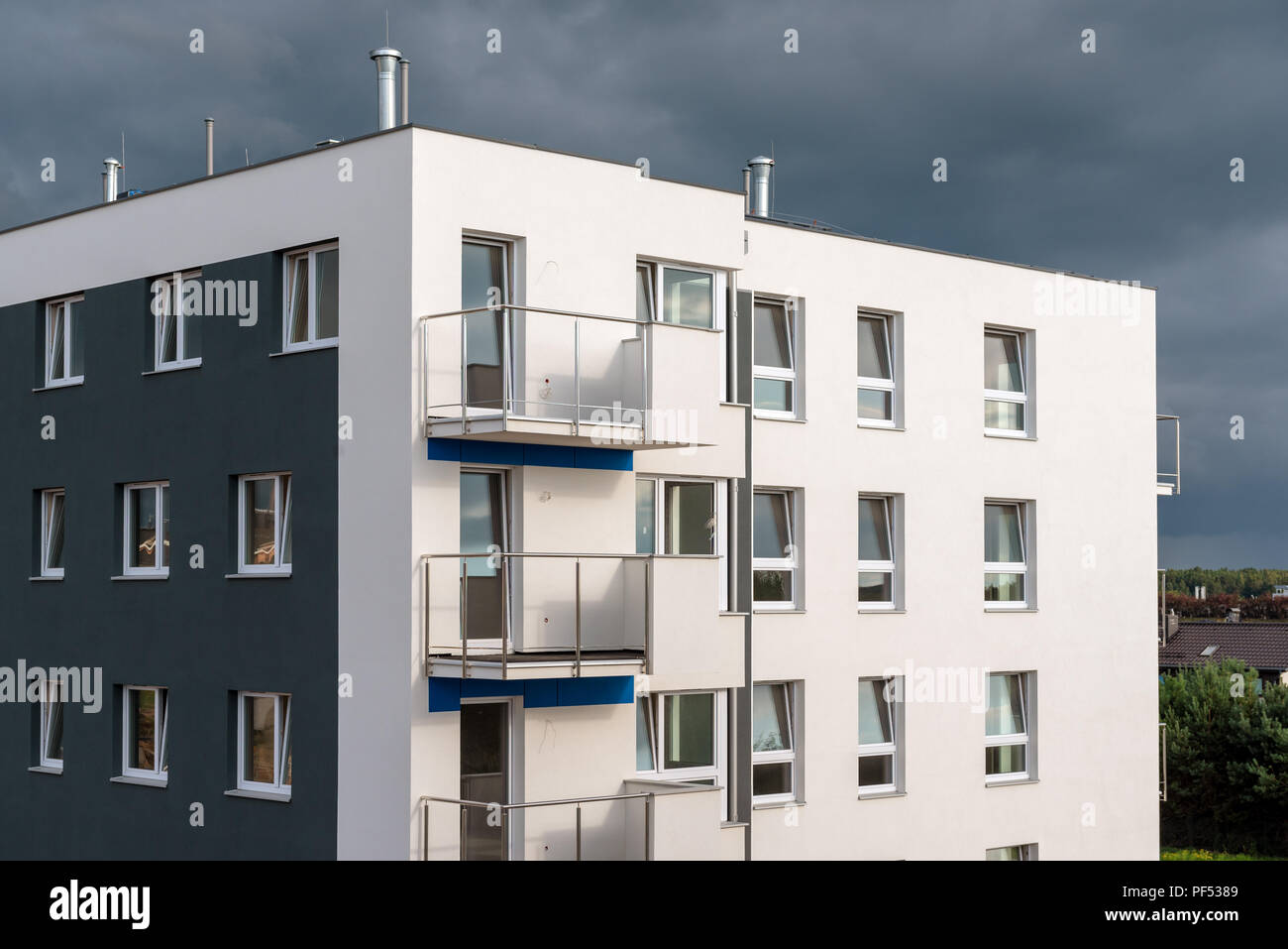 Facade of a modern apartment building with balcony Stock Photo - Alamy