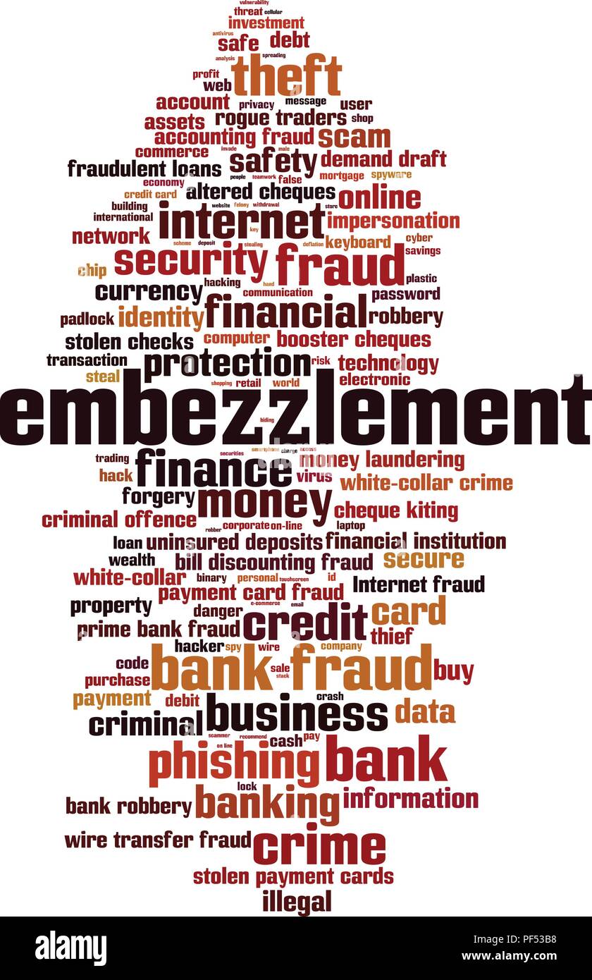 Embezzlement word cloud concept. Vector illustration Stock Vector Image &  Art - Alamy