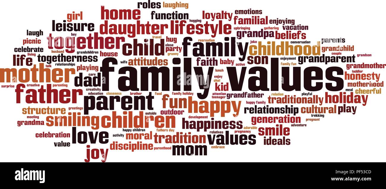Family values word cloud concept. Vector illustration Stock Vector