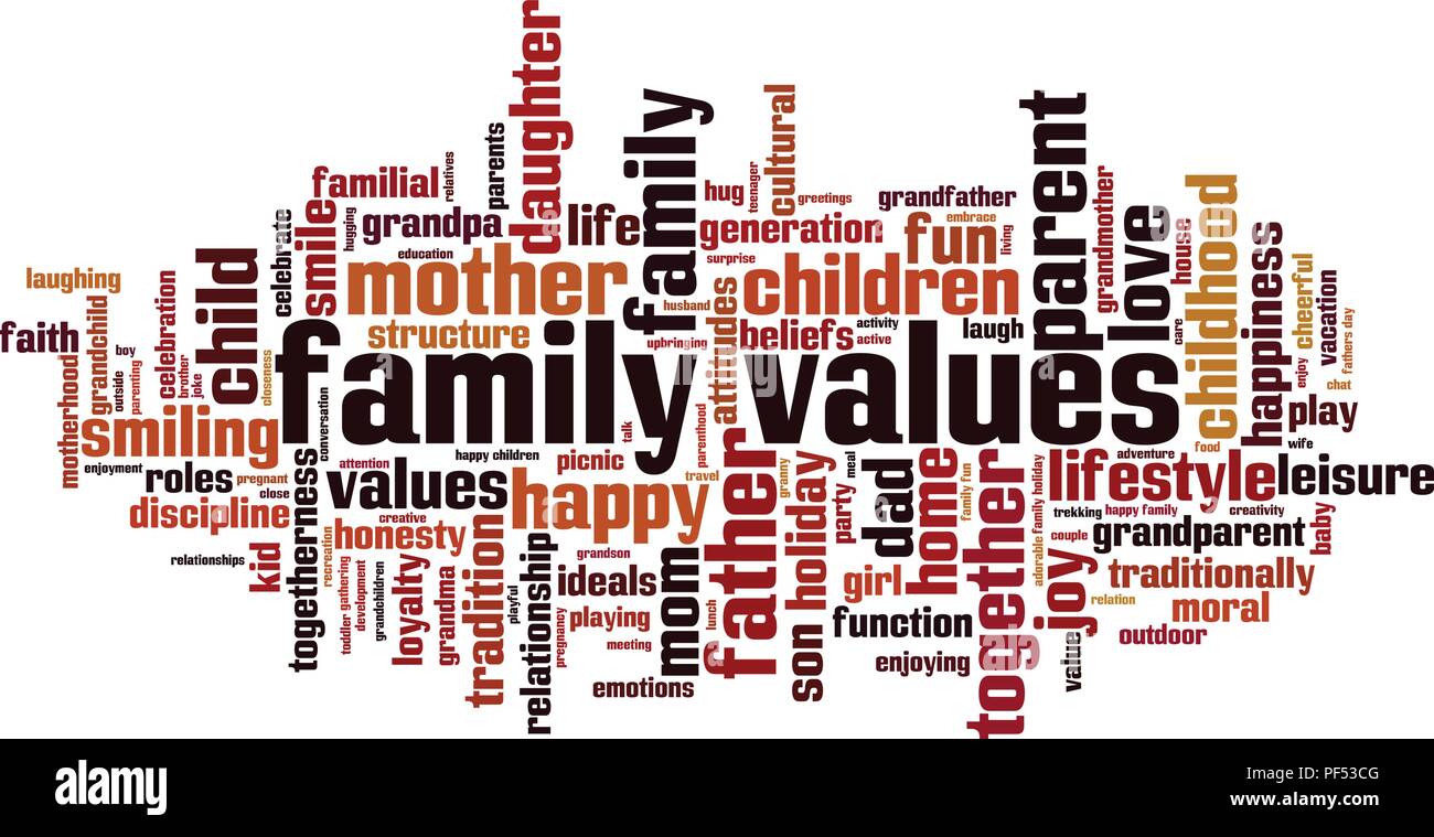 Family values word cloud concept. Vector illustration Stock Vector