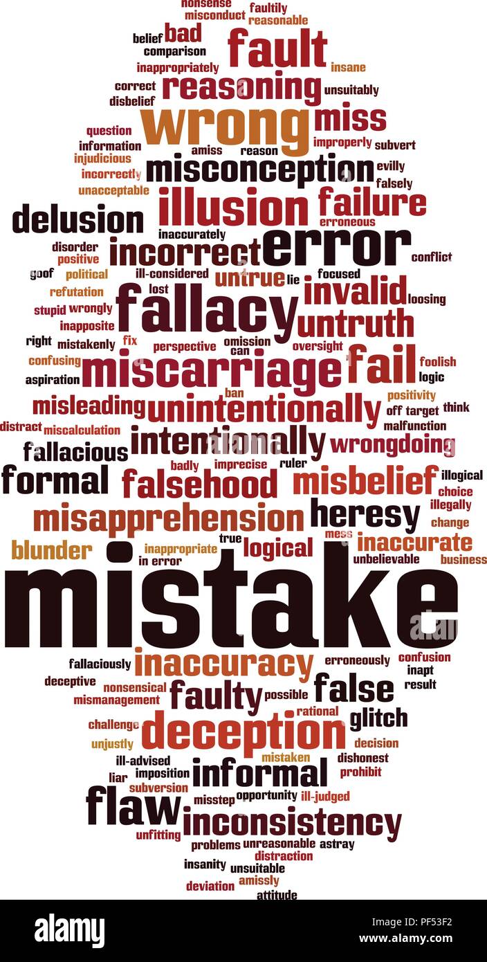 Mistake word cloud concept. Vector illustration Stock Vector
