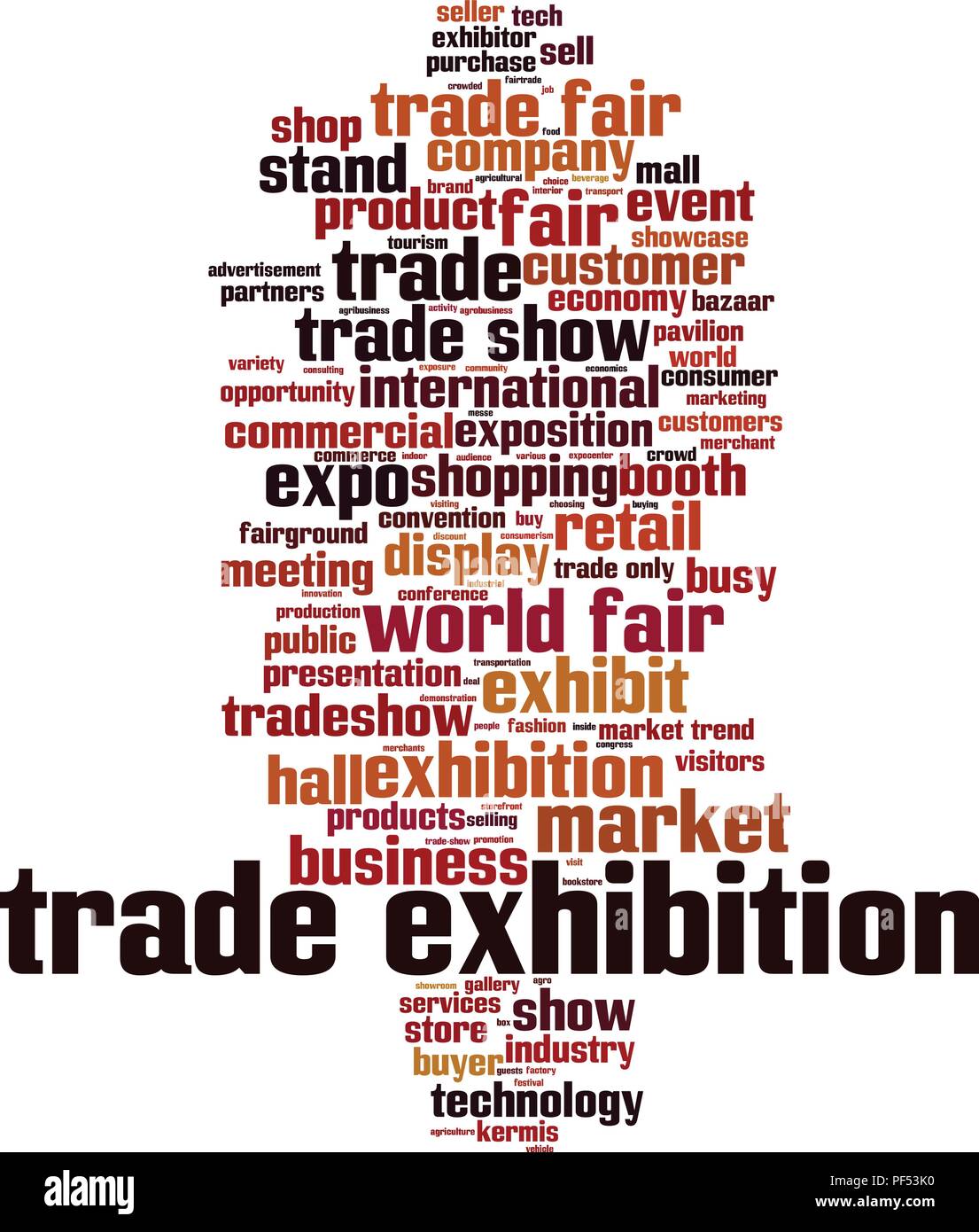 Trade exhibition word cloud concept. Vector illustration Stock Vector