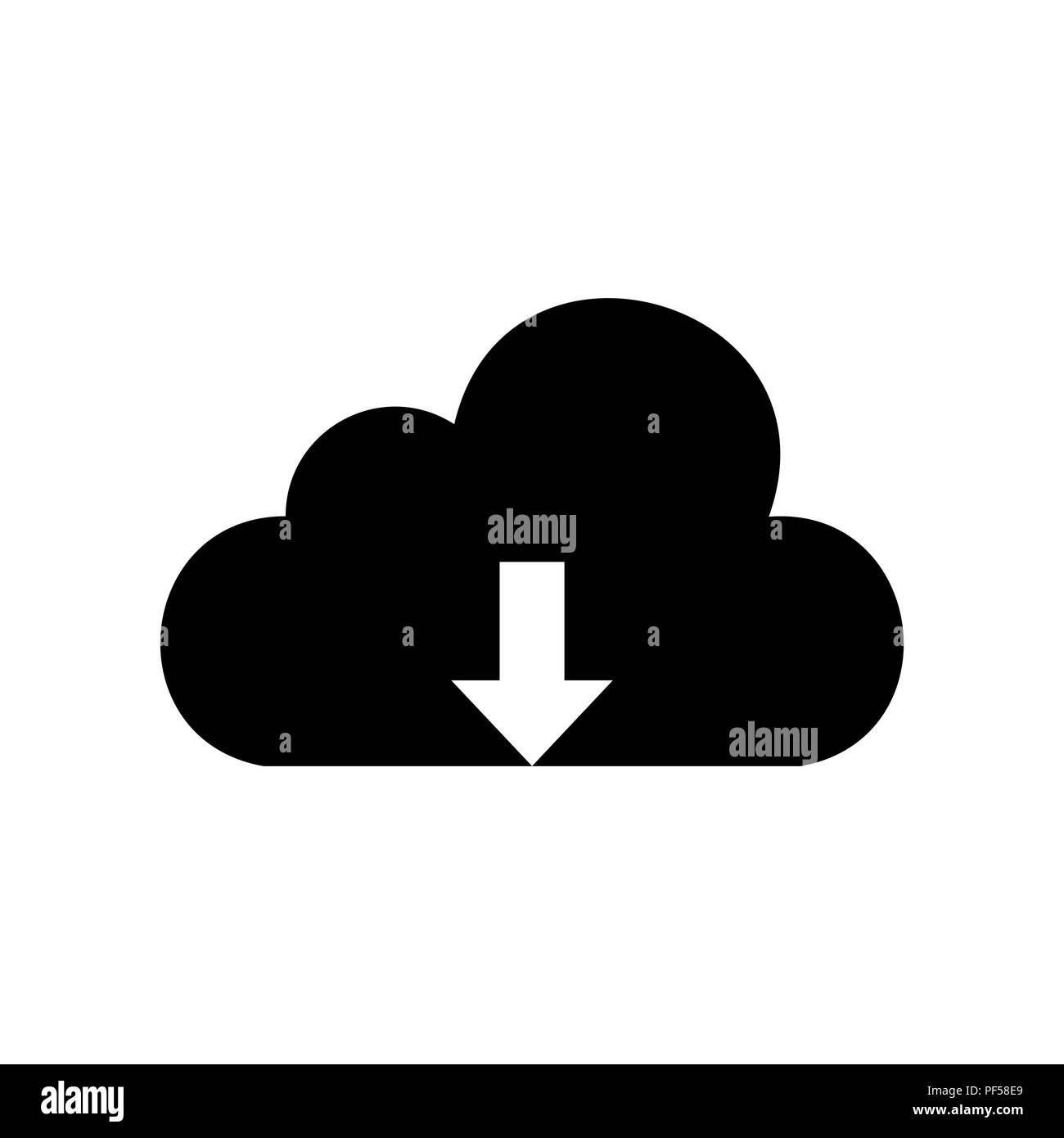 Cloud technology sign. Vector. Filled black icon at white background. Isolated. Stock Vector
