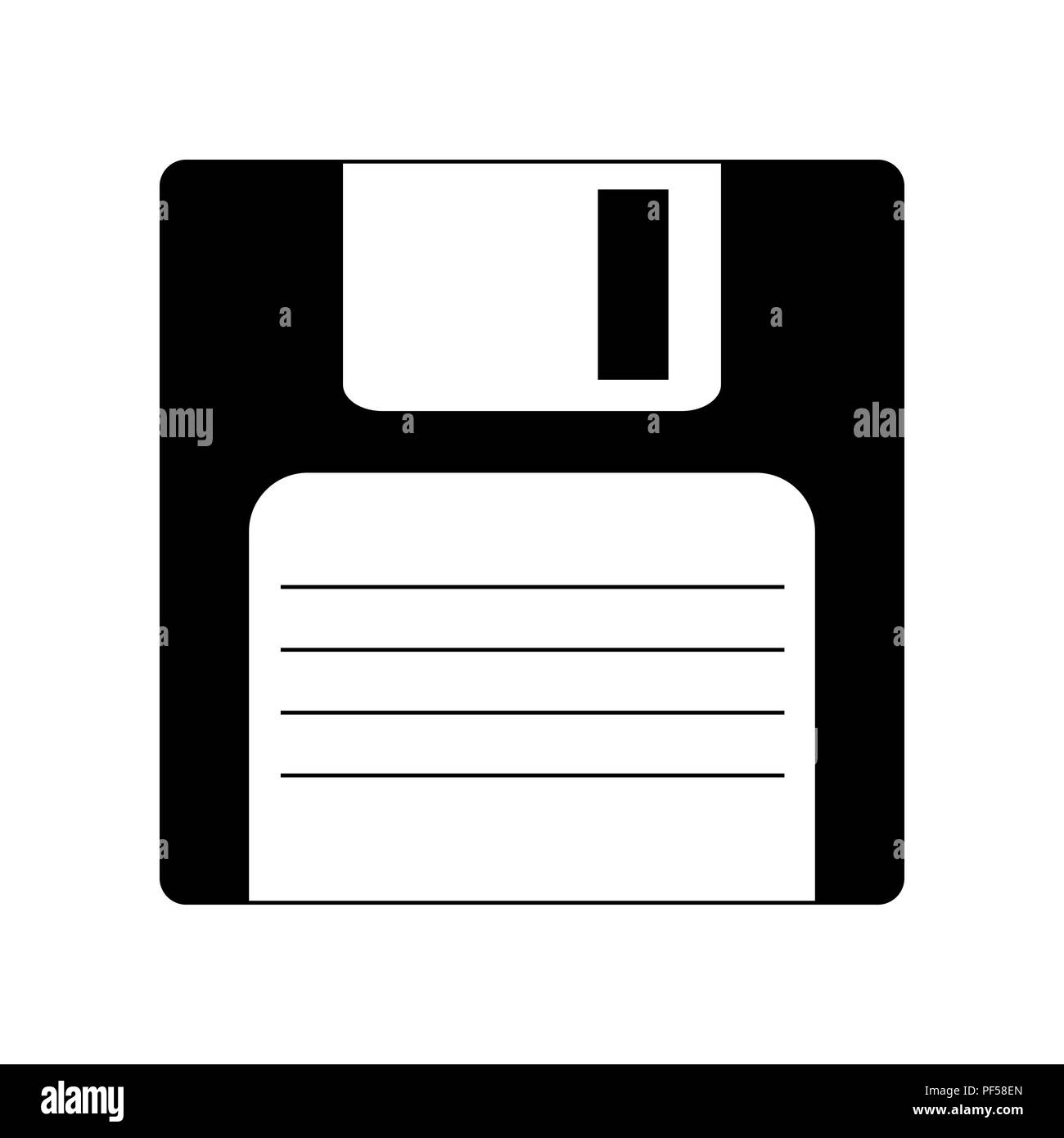 Floppy disk sign. Vector. Filled black icon at white background