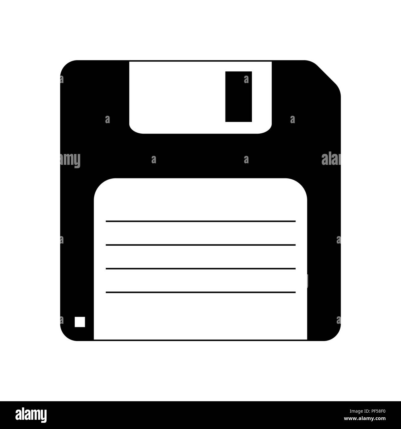 Floppy disk sign. Vector. Filled black icon at white background
