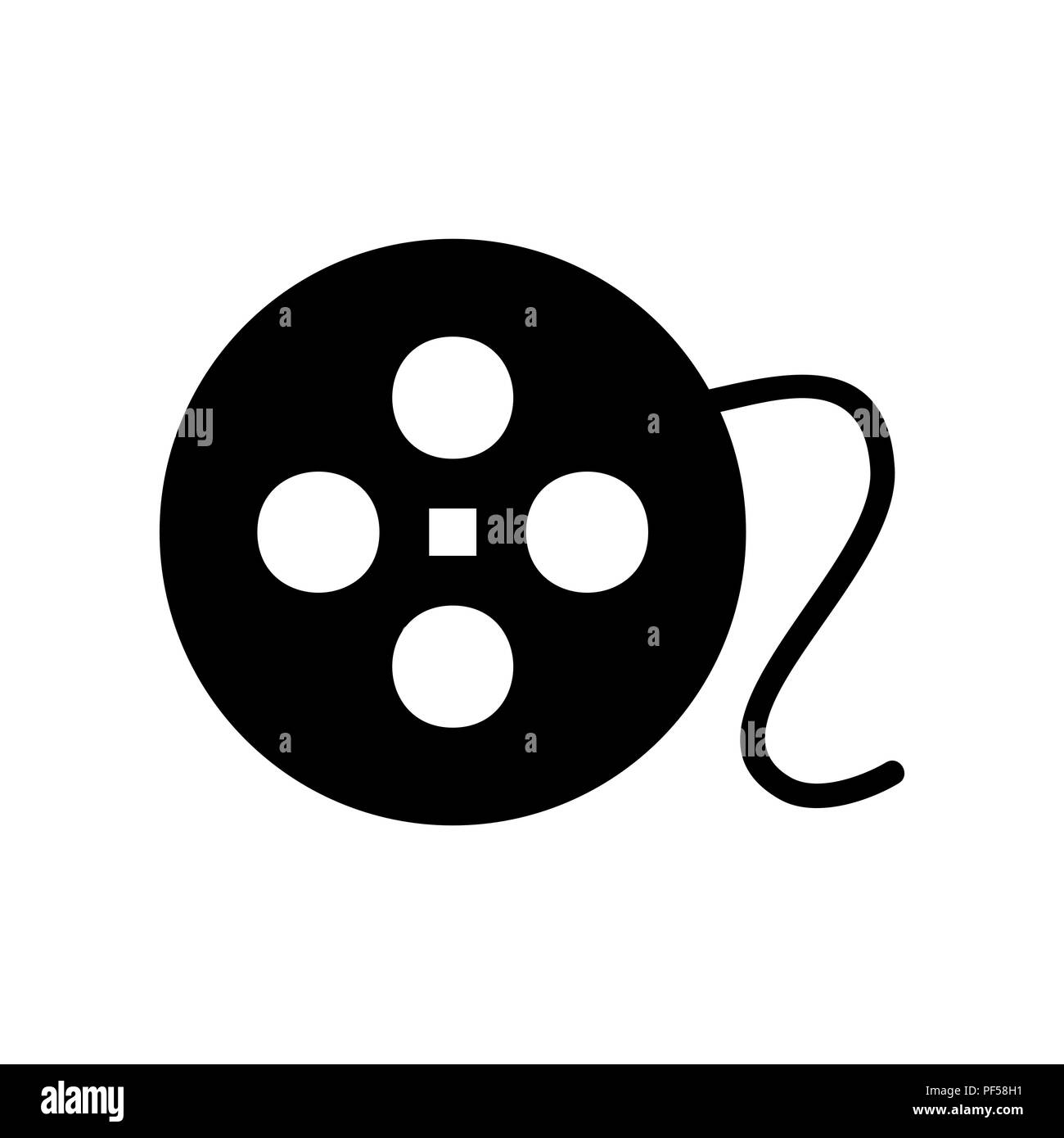 Film circular sign. Vector. Filled black icon at white background ...
