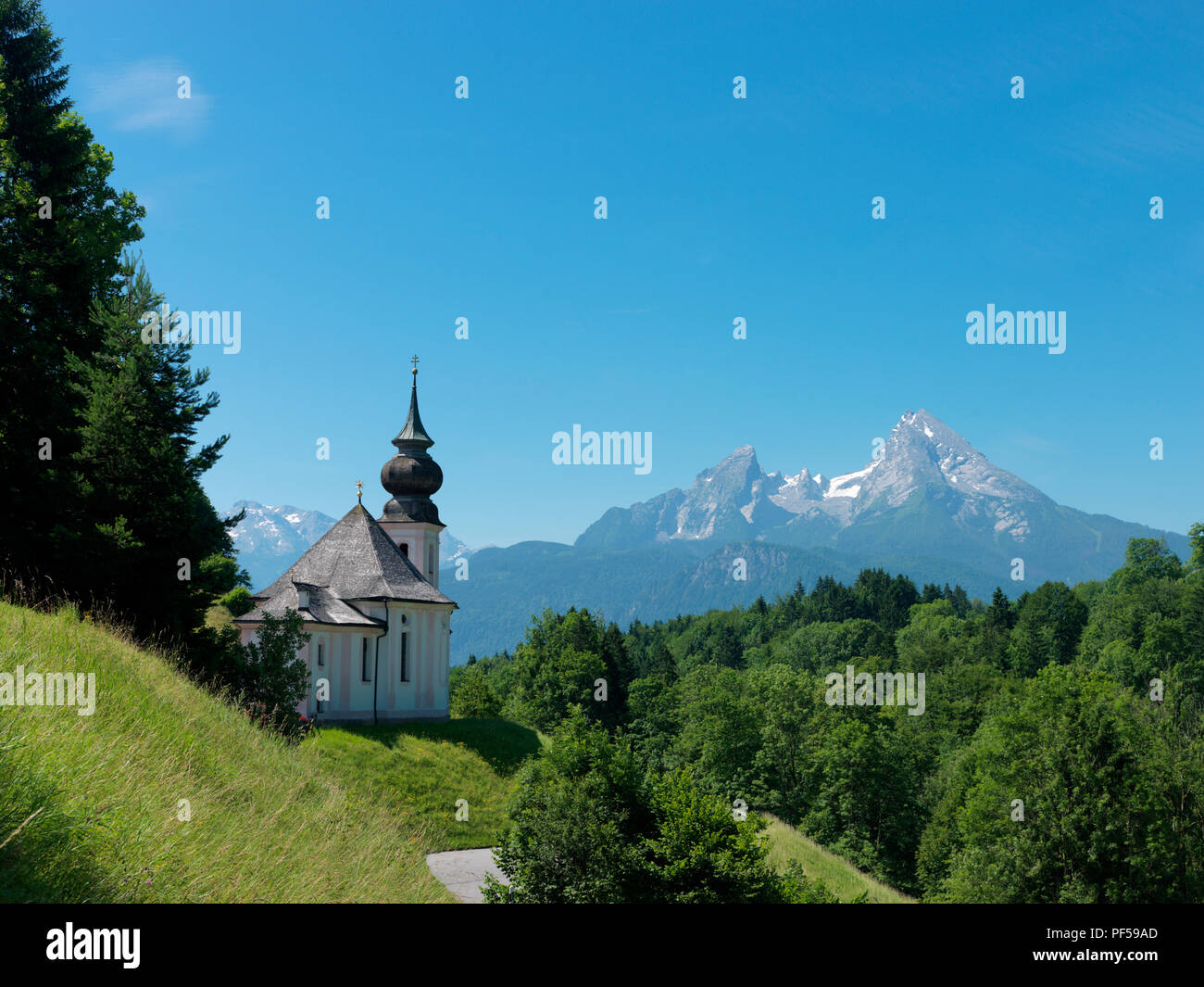Wallfahrtskirche Maria Gern, Berchtesgaden, Berchtesgadener Land, Oberbayern, Bayern, Deutschland | pilgrimage church Maria Gern, Bavaria, Gemany Stock Photo