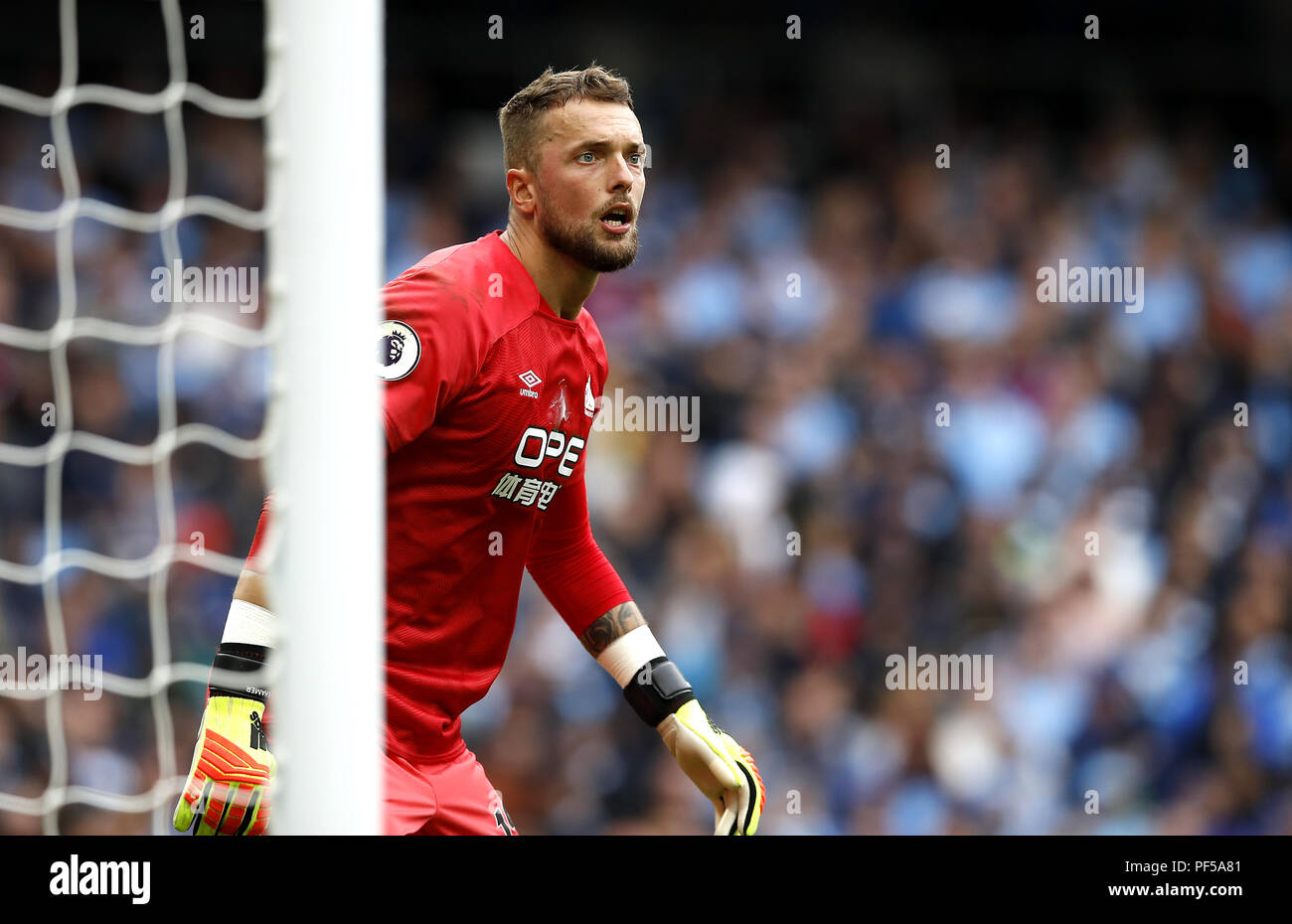 Huddersfield Town goalkeeper Ben Hamer during the Premier League match at the Etihad Stadium
