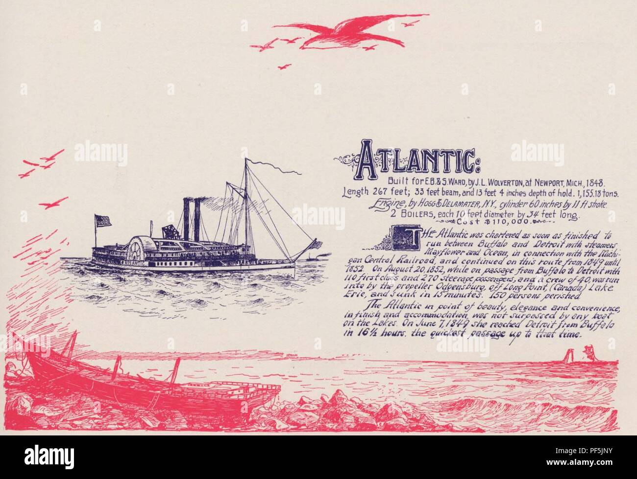 Atlantic (steamboat 1848) 02. Stock Photo