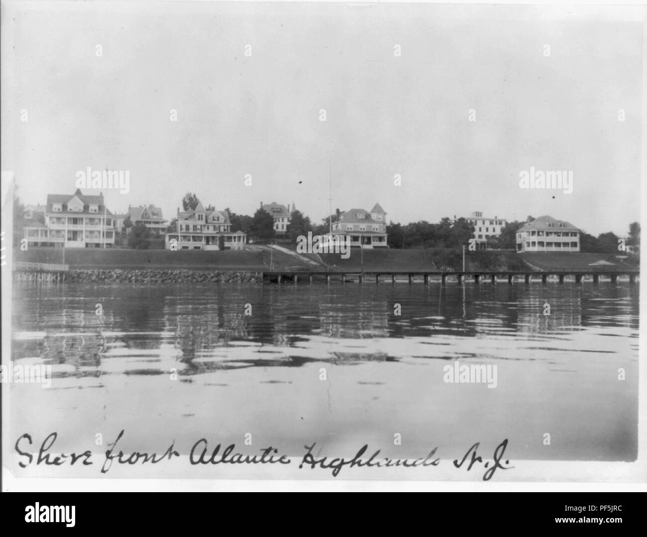 Atlantic Highlands, N.J. shore front and Victorian houses Stock Photo