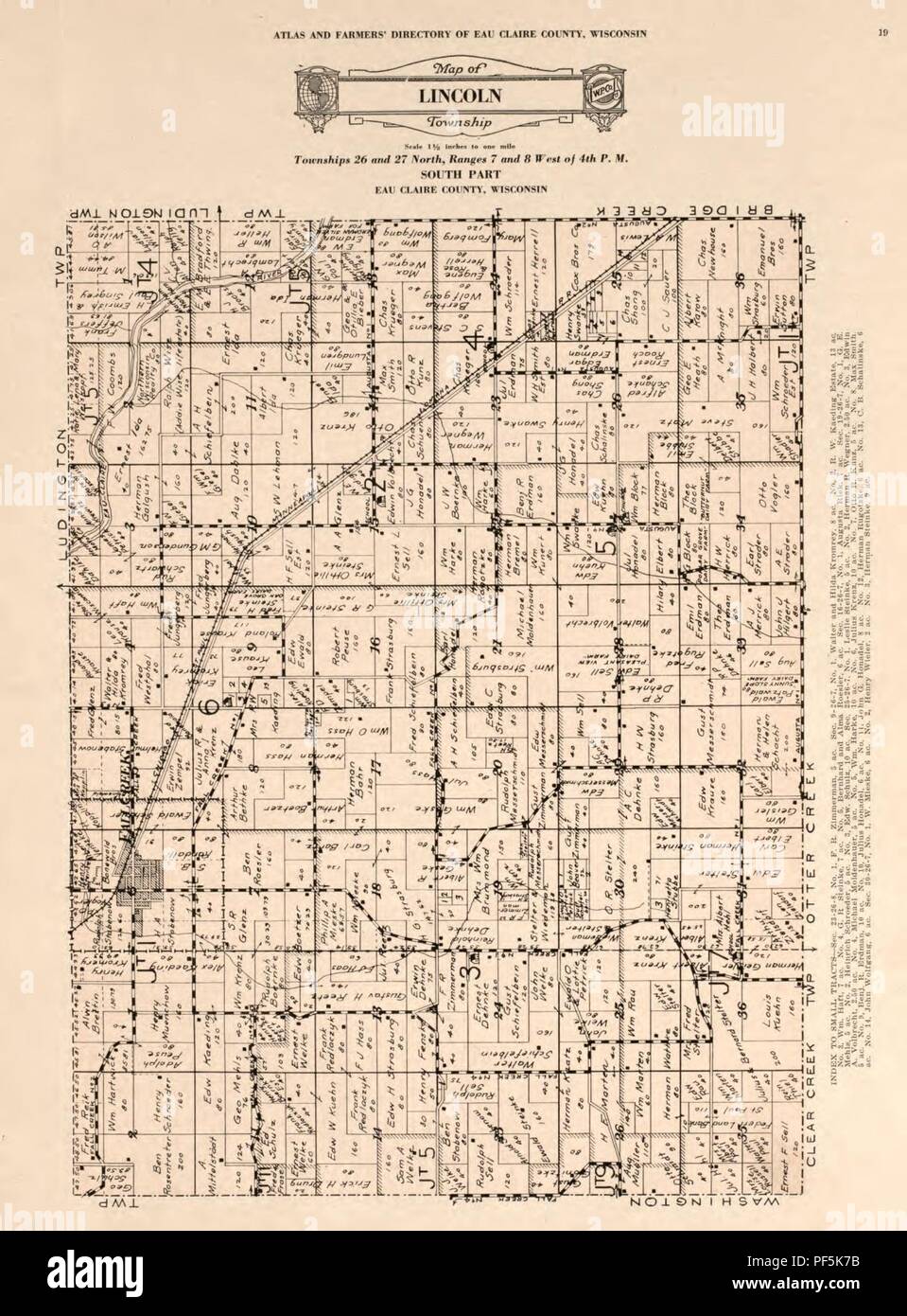 Eau Claire Plat Map Atlas And Farmers' Directory Of Eau Claire County, Wisconsin - Containing  Plats Of All Townships With Owners' Names, An Outline Map Of The County And  A State Map Of Wisconsin - Compiled