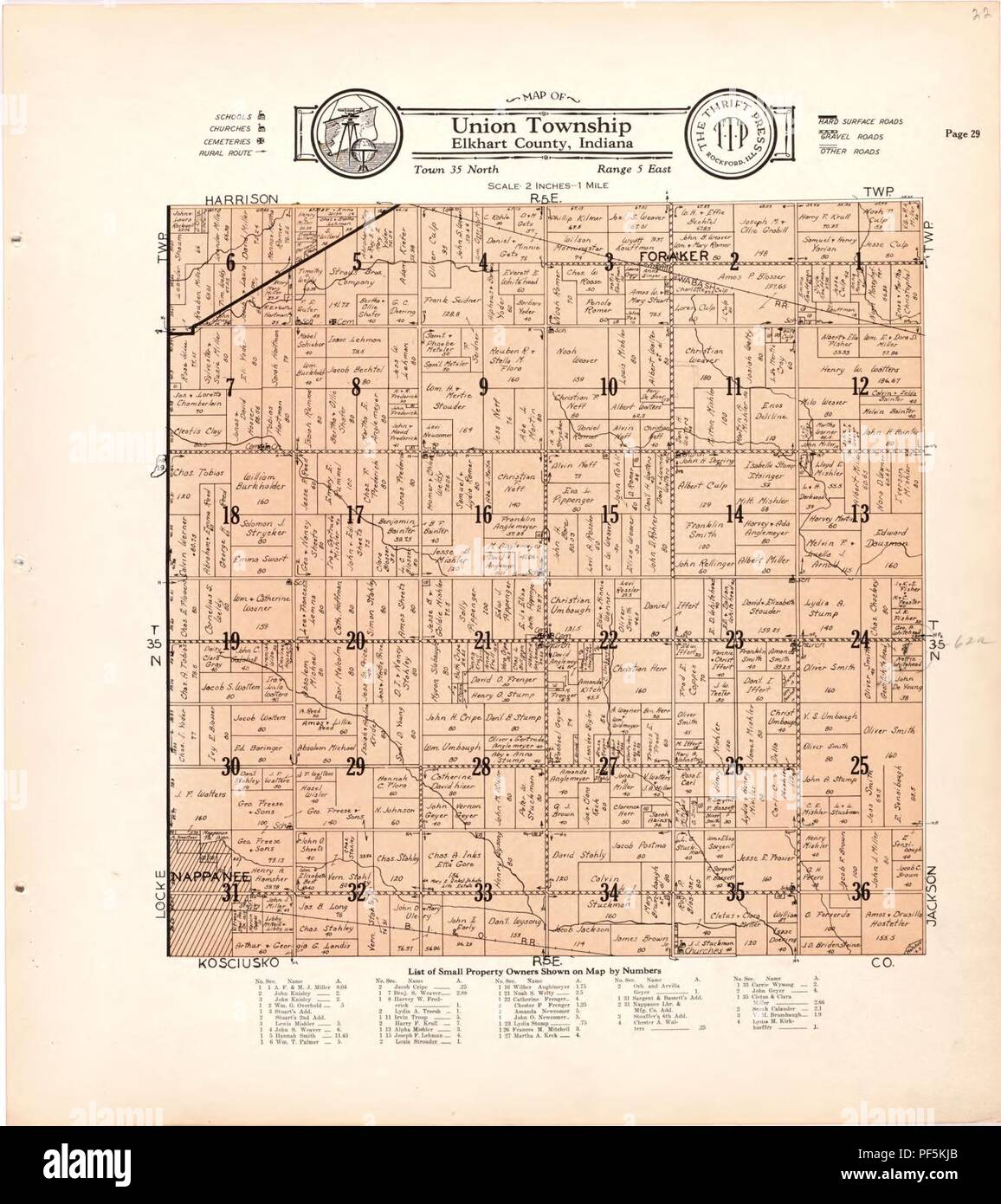 Atlas and plat book of Elkhart County, Indiana - compiled from surveys and the public records of Elkhart County, Indiana. Stock Photo