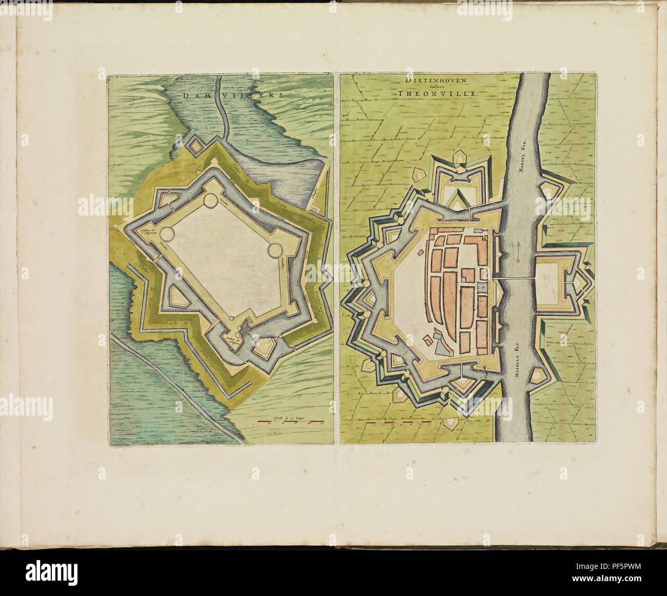 Atlas de Wit 1698-pl110-Diedenhove (Thionville)-KB PPN 145205088. Stock Photo