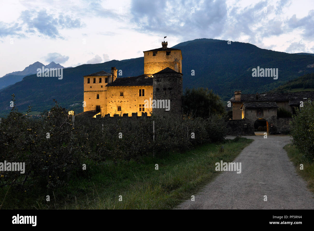 Castle of Sarriod de La Tour Saint Pierre, Aosta, italy Stock Photo