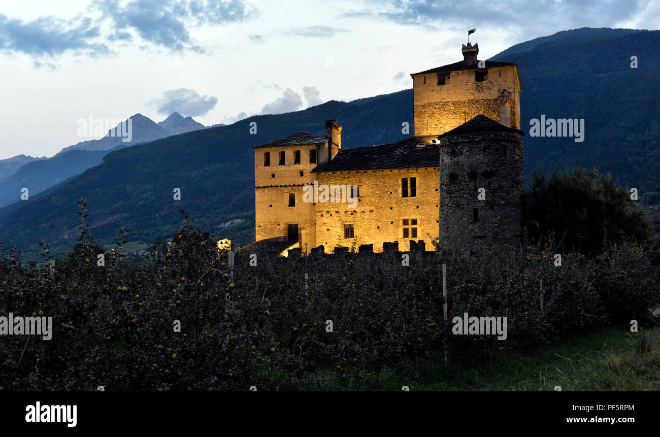Castle of Sarriod de La Tour Saint Pierre, Aosta, italy Stock Photo
