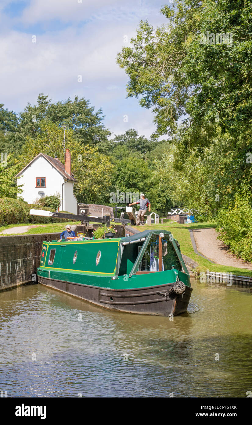Boating on the Stratford upon Avon Canal at Kingwood Junction, Lapworth, Warwickshire, England, UK Stock Photo