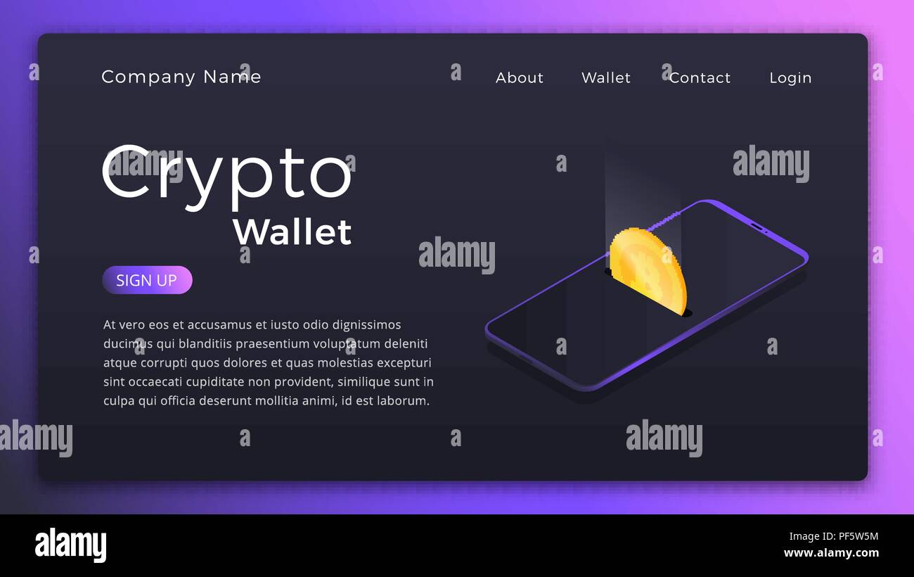 Cryptocurrency wallet. Isometric illustration of Cryptocurrency mobile  storage app concept. Online wallet Landing page design Stock Vector Image &  Art - Alamy