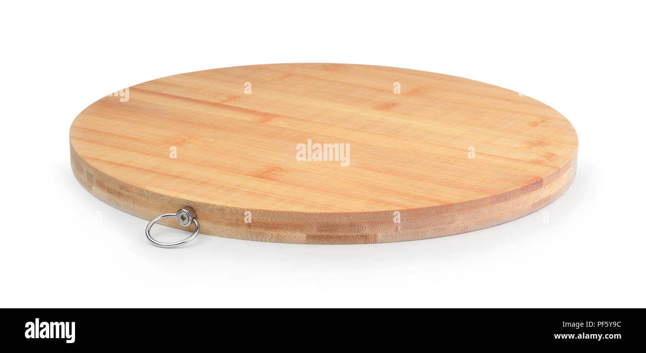 Round bamboo cutting board isolated on white background Stock Photo Alamy