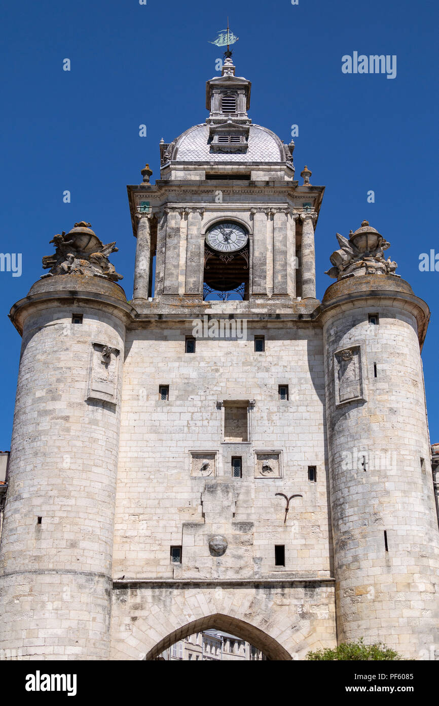 Clock Gate in the port of La Rochelle on the coast of the Poitou-Charentes region of France. Stock Photo