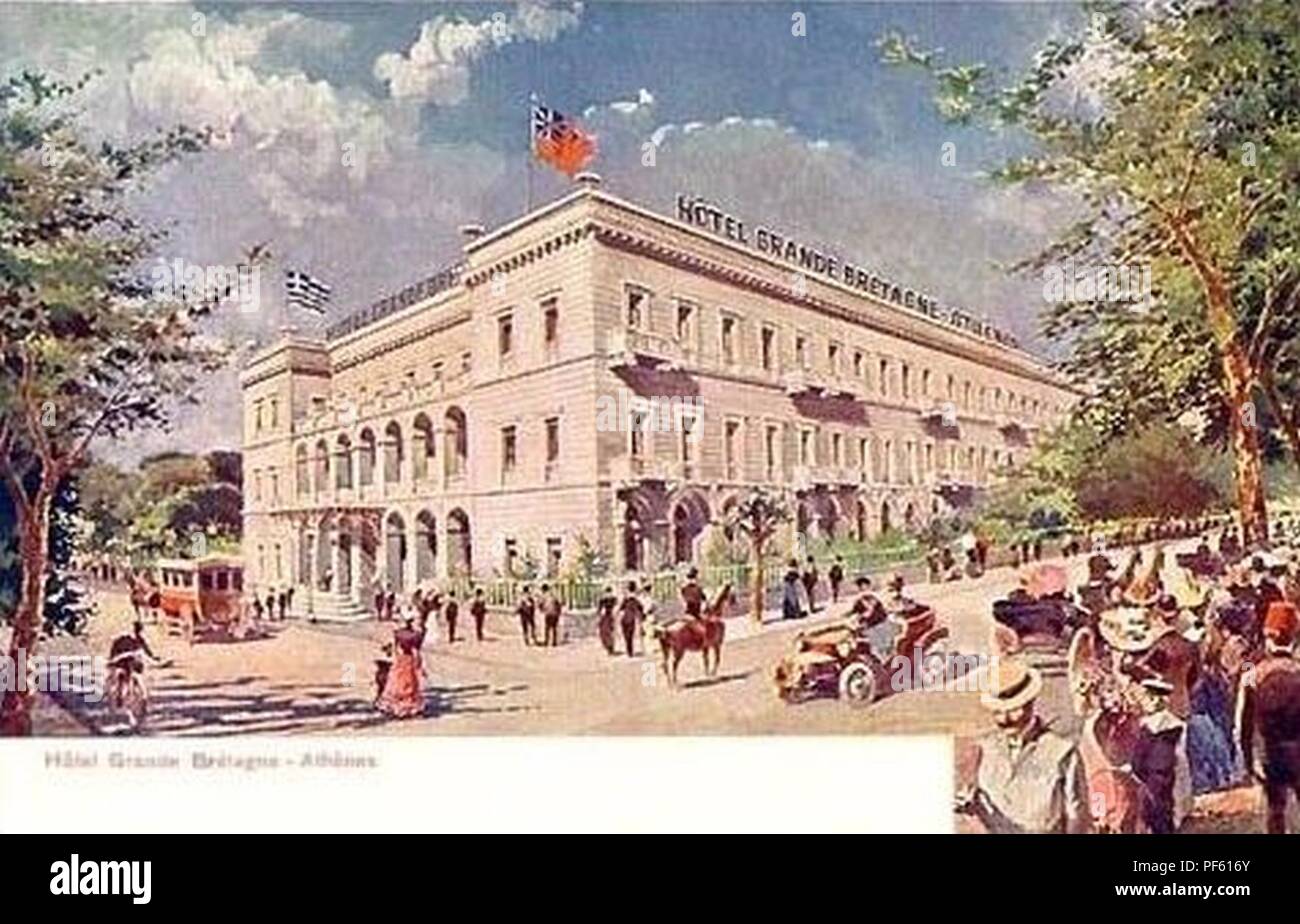 Athens Hotel Grande Bretagne 1910. Stock Photo