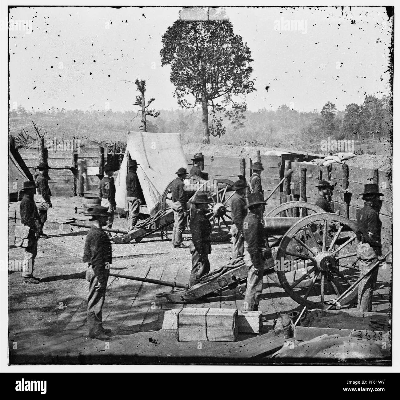 Atlanta, Georgia. Sherman's men in Confederate fort Stock Photo