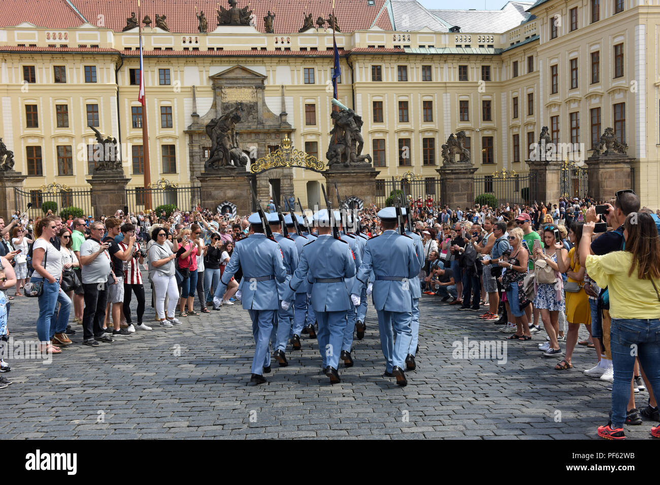 Changing of the Guard ceremony at Prague Castle, Czech Republic. Stock Photo