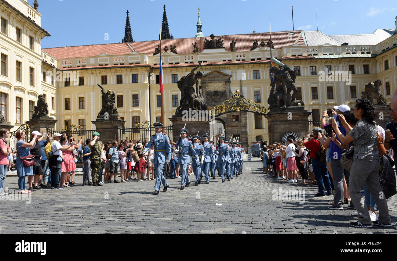 Changing of the Guard ceremony at Prague Castle, Czech Republic. Stock Photo