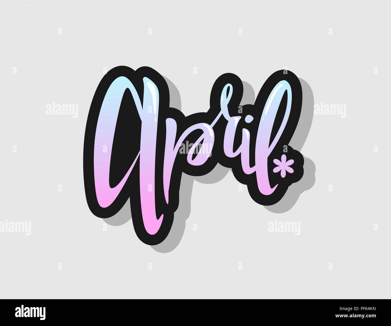 hand lettering april sign new year month logo ombre lettering decorative typography gradient calligraphy Stock Photo