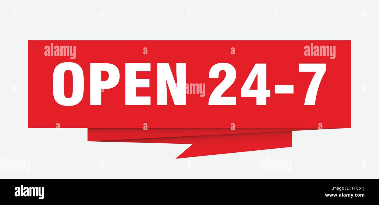 open 24 7 sign. open 24 7 paper origami speech bubble. open 24 7 tag