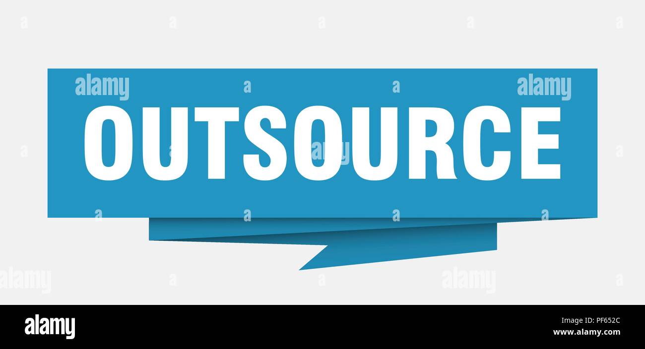 outsource sign. outsource paper origami speech bubble. outsource tag. outsource banner Stock Vector