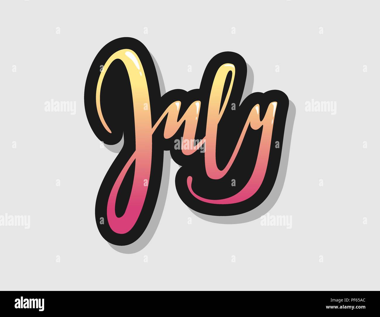hand lettering july sign new year month logo ombre lettering decorative