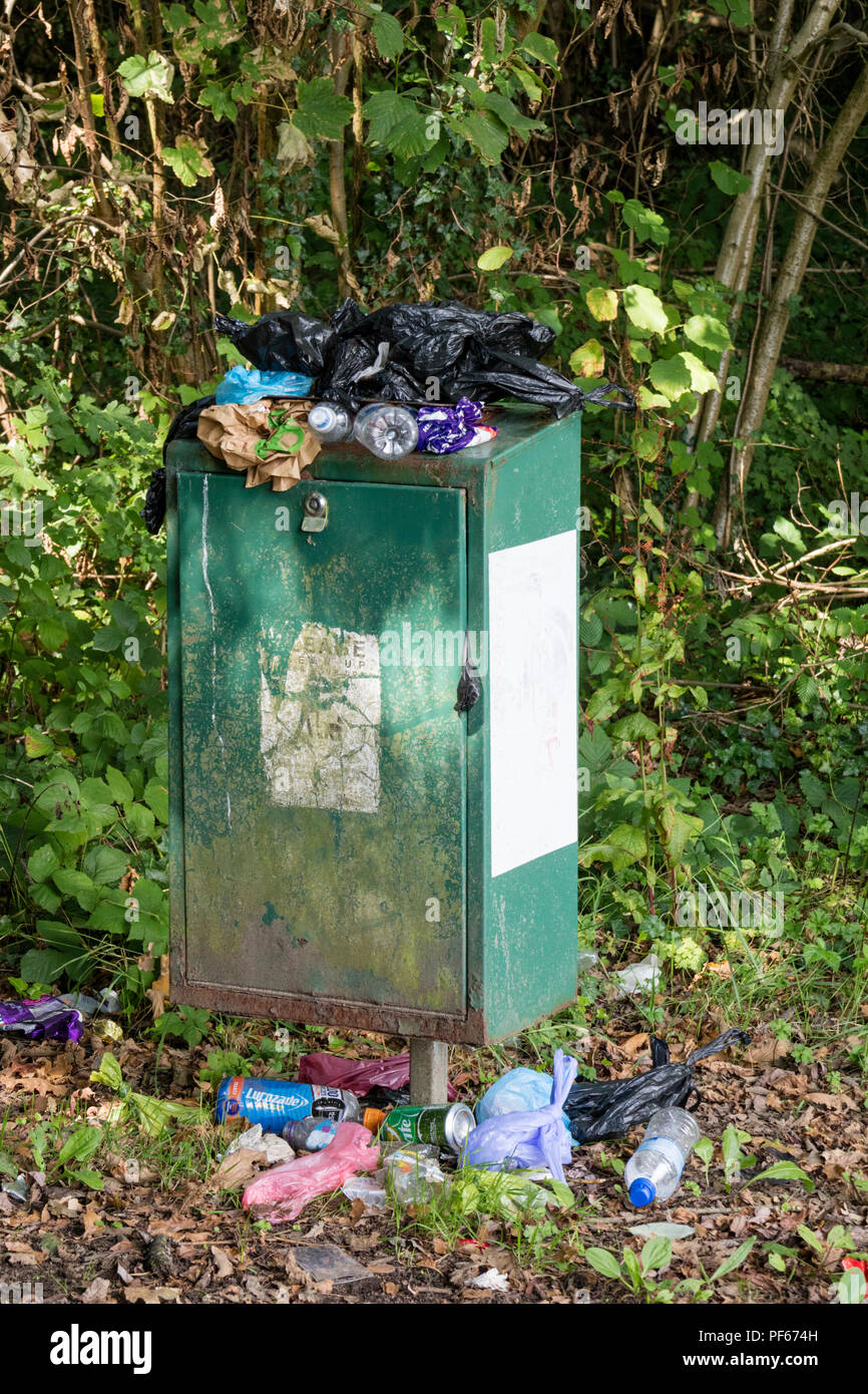 Dog poo bin in need of emptying, England, UK Stock Photo Alamy