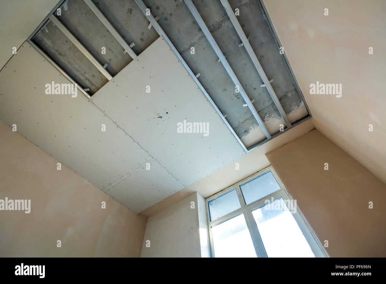 Angled View Of Light Empty Room Under Construction