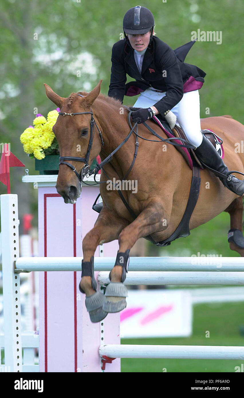 The National, Spruce Meadows, June 2001, Sharon Quigley (GBR) riding