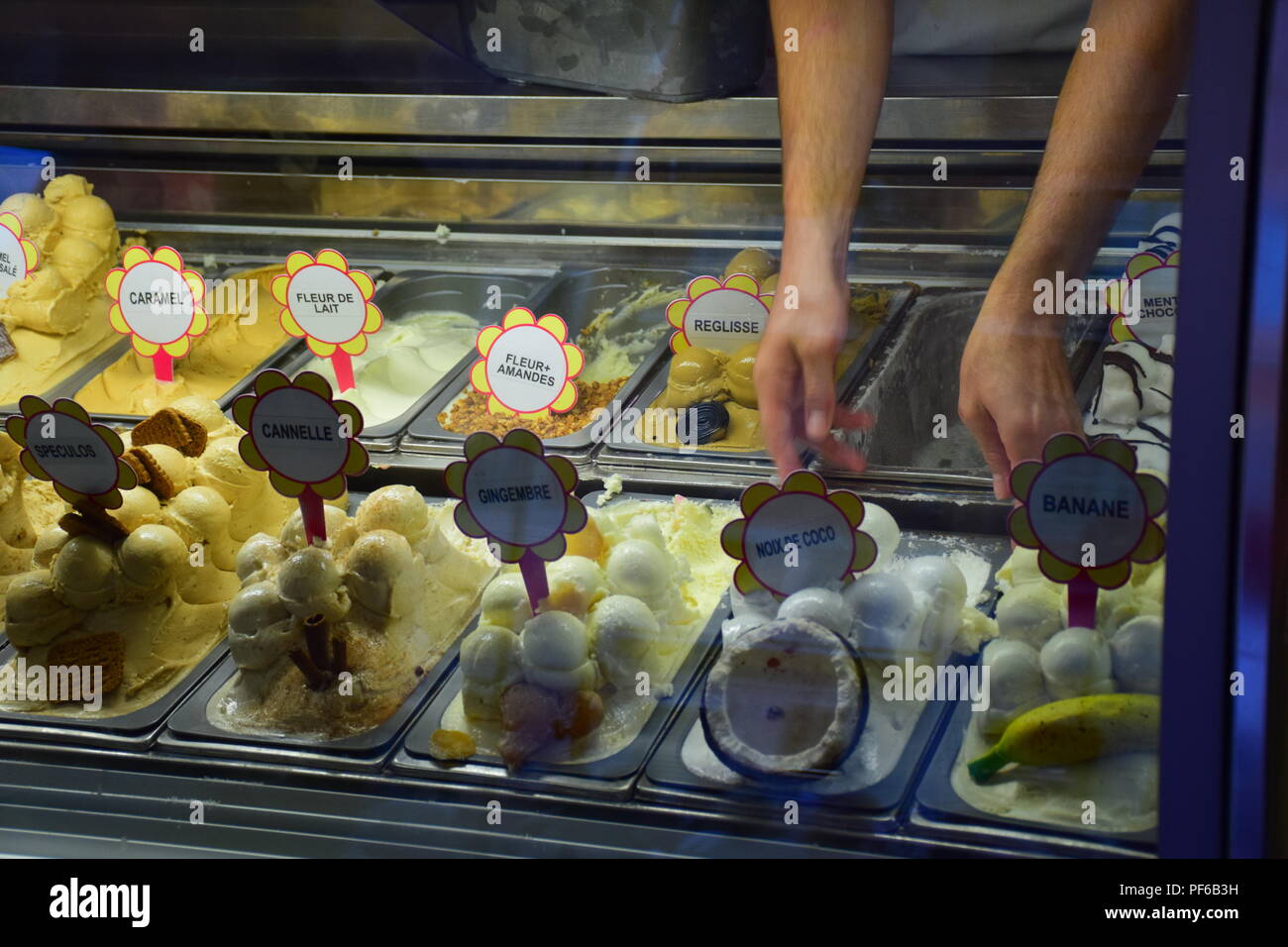 Gelato offerings  at Fenocchio in Nice, France Stock Photo