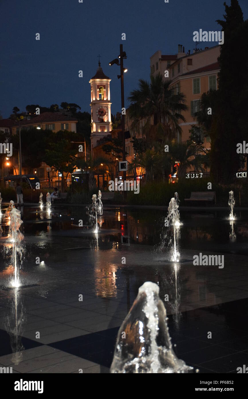 Water Park on the Promenade Du Paillon on the Place Massena in Nice, France Stock Photo